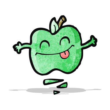 karikatür elma atlama mutlu