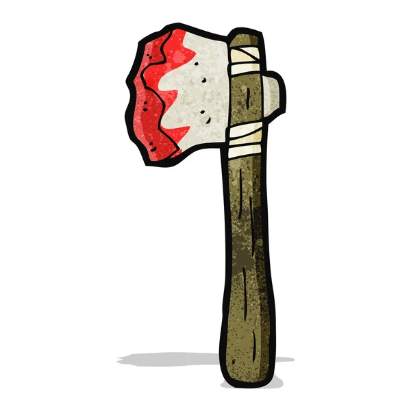 Bloody stone axe cartoon — Stock Vector