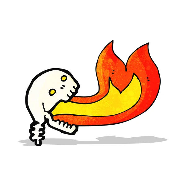 Cartoon fire breathing skull — Stock Vector
