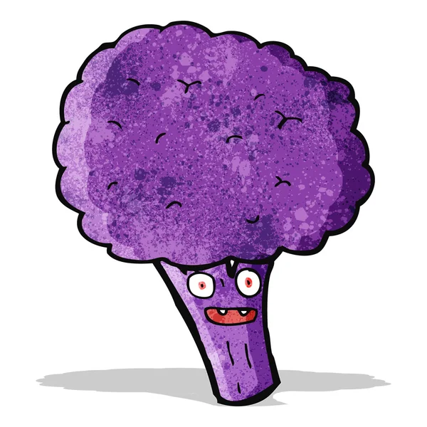 Paarse gekiemde brocolli cartoon — Stockvector