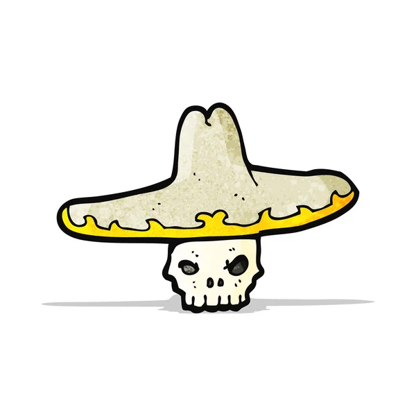 Teschio di cartone animato indossando cappello messicano — Vettoriale Stock
