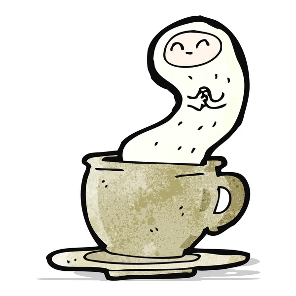 Dibujos animados fantasma en una taza de té — Vector de stock