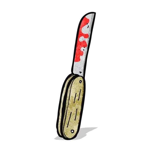 Cuchillo plegable sangriento de dibujos animados — Vector de stock