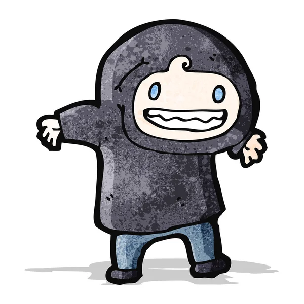 Dessin animé garçon en sweat à capuche — Image vectorielle