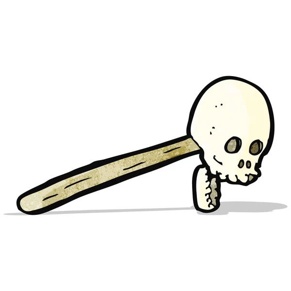 Gross skull on stick cartoon — Stock Vector