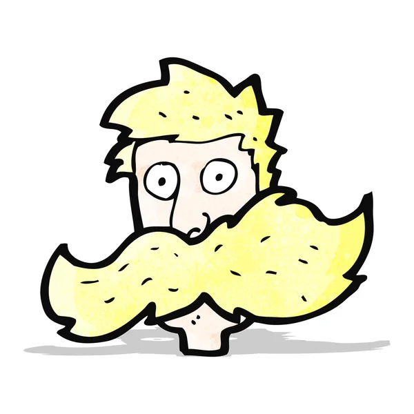 Hombre de dibujos animados con enorme bigote rubio — Vector de stock