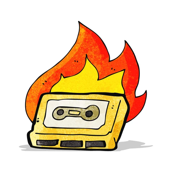 卡通燃烧盒式磁带 — 图库矢量图片