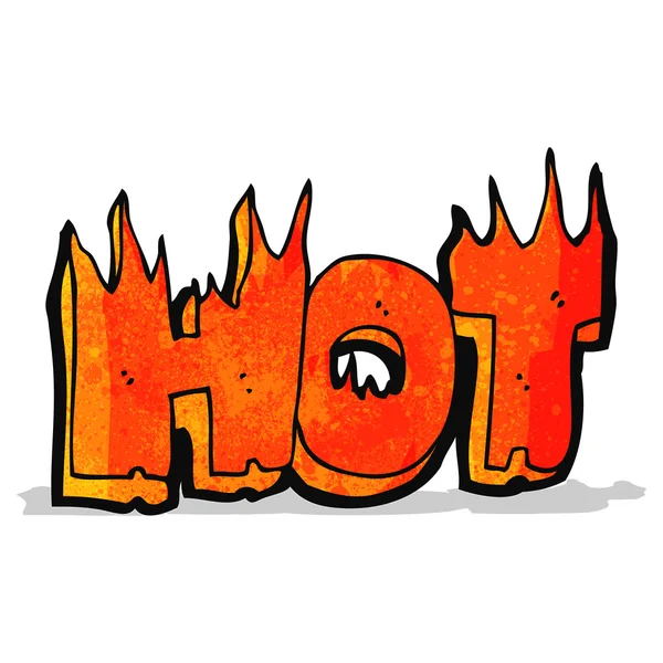 Cartoon flaming hot word — Stock Vector