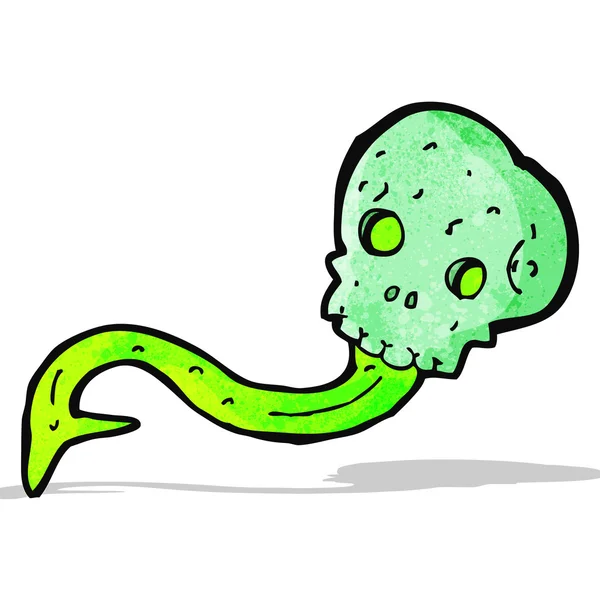 Spooky groene schedel cartoon — Stockvector