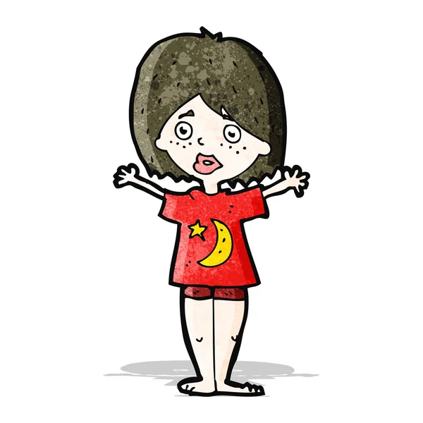 Karikatur Frau im Pyjama — Stockvektor