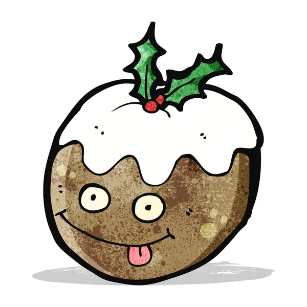 Pudín de navidad personaje de dibujos animados — Vector de stock