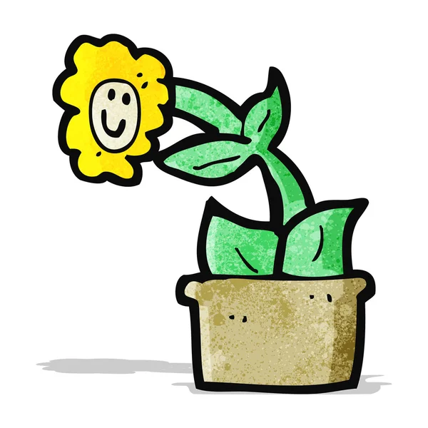 Cartoon bloem in pot — Stockvector