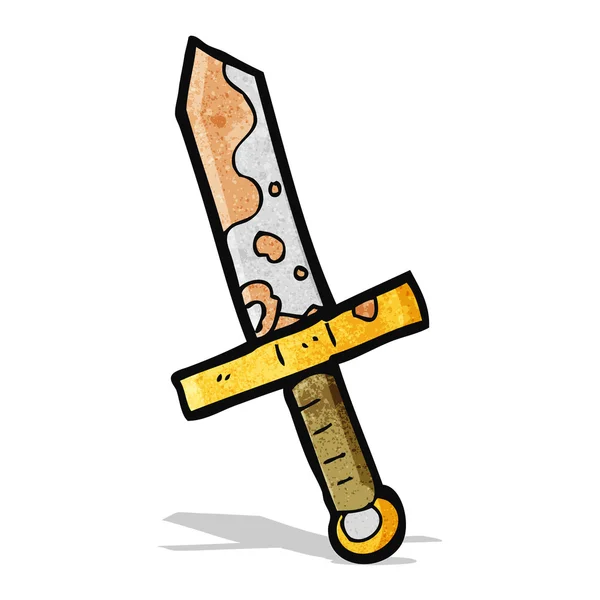 Dibujos animados vieja espada oxidada — Vector de stock