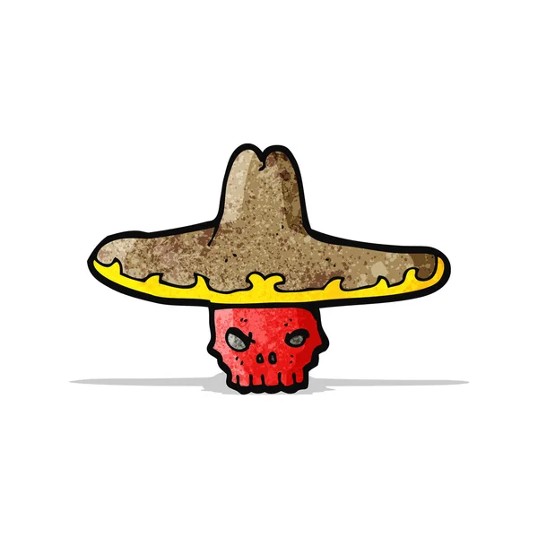 Kreslený lebka v mexický klobouk — Stockový vektor
