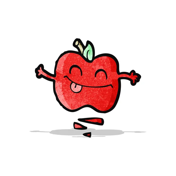 Grappige apple stripfiguur — Stockvector