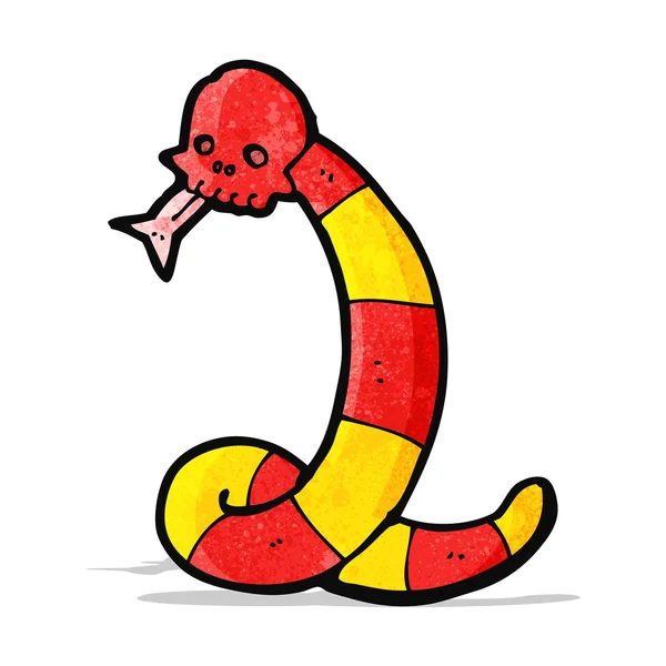 Serpiente de dibujos animados con cráneo — Vector de stock