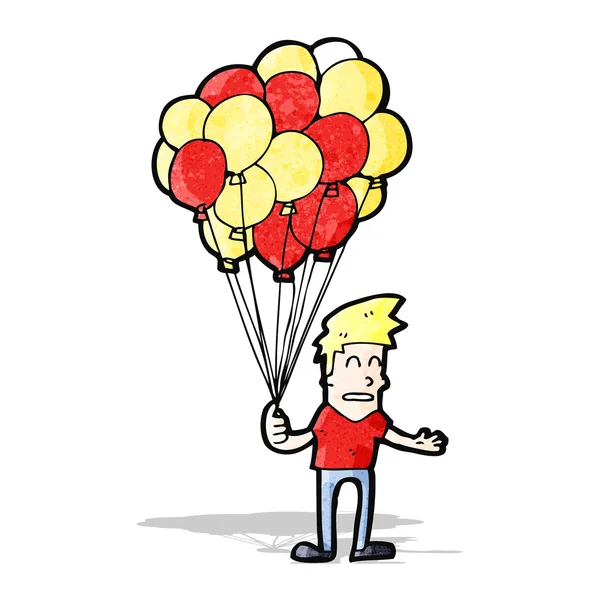 Cartoon man selling balloons — Stock Vector