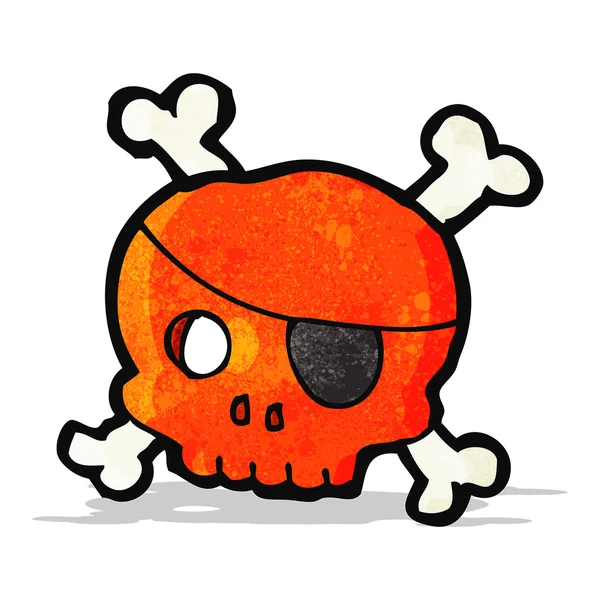 Crâne de dessin animé avec bandeau pirate — Image vectorielle