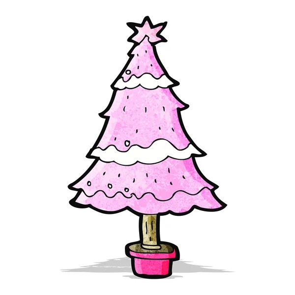 Cartone animato albero di Natale rosa — Vettoriale Stock