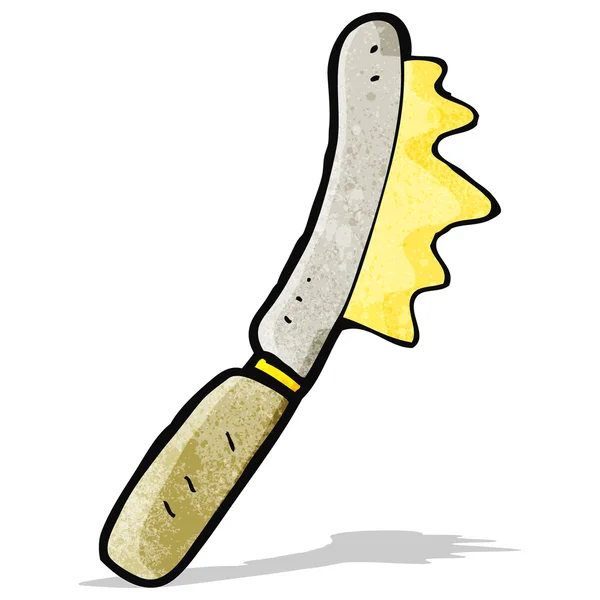 Cartoon knife spreading butter — Stock Vector