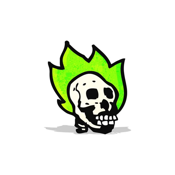 Flaming spooky skull cartoon — Stock Vector
