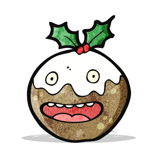 Christmas pudding cartoon character — Stock Vector