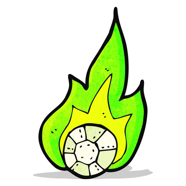 Flaming voetbal cartoon — Stockvector