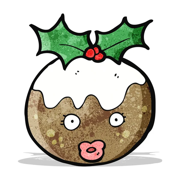 Christmas pudding cartoon character — Stock Vector