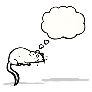 çizgi film beyaz fare ile düşünce balonu