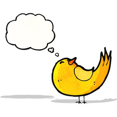 Düşünce baloncuklu çizgi film kuşu