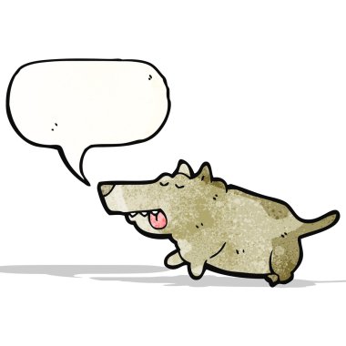 Konuşma balonlu çizgi film köpeği.