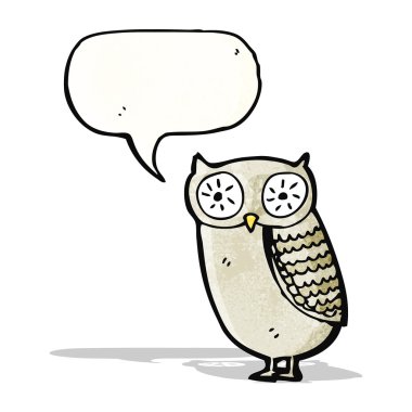 Konuşma baloncuklu çizgi film baykuşu