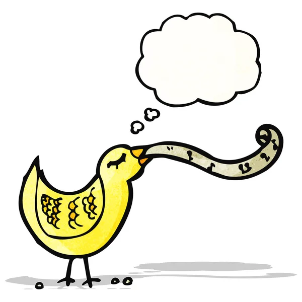Pájaro cantor con burbuja de pensamiento — Vector de stock