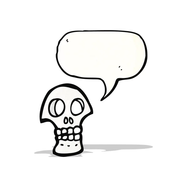 Símbolo de calavera de dibujos animados con burbuja de habla — Vector de stock