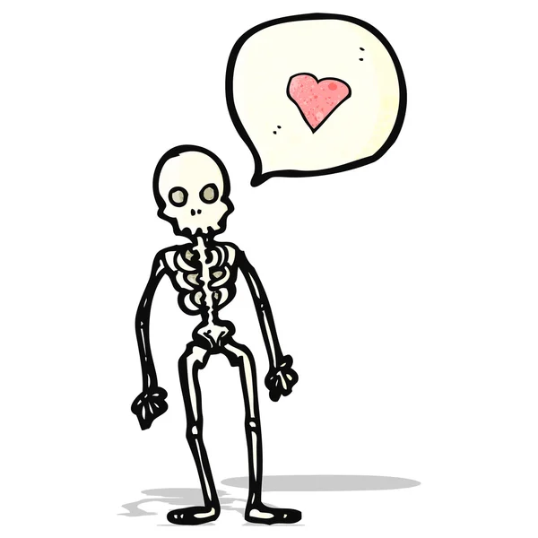 Cartoon skeleton with love heart — Stock Vector