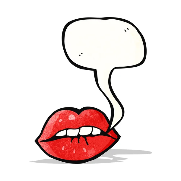 Sexy rote Lippen mit Sprechblase — Stockvektor