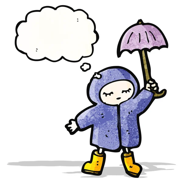 Cartoon girl in rain coat — Stock Vector