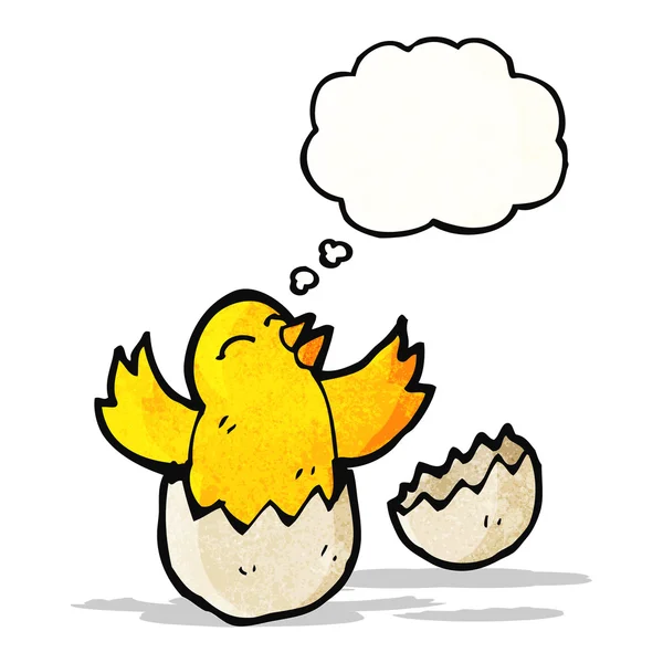 Hatching chick with thought bubble — Stock Vector