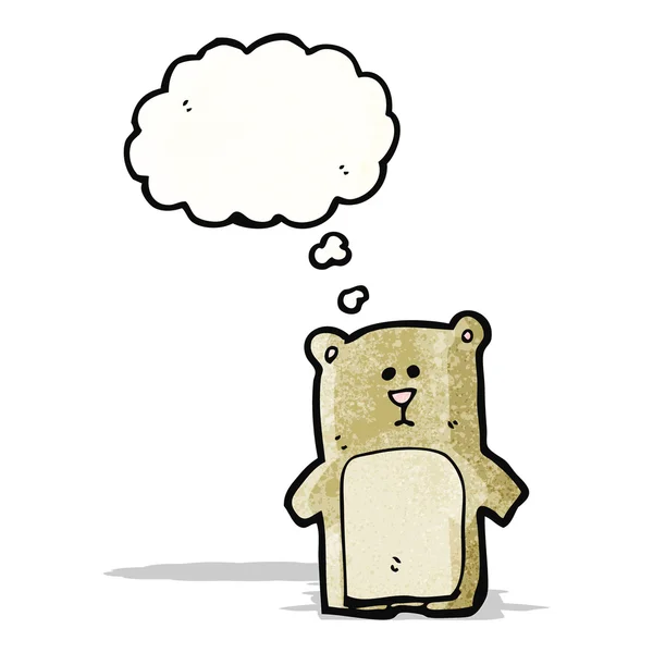 Teddybeer met aanlevering zeepbel cartoon — Stockvector