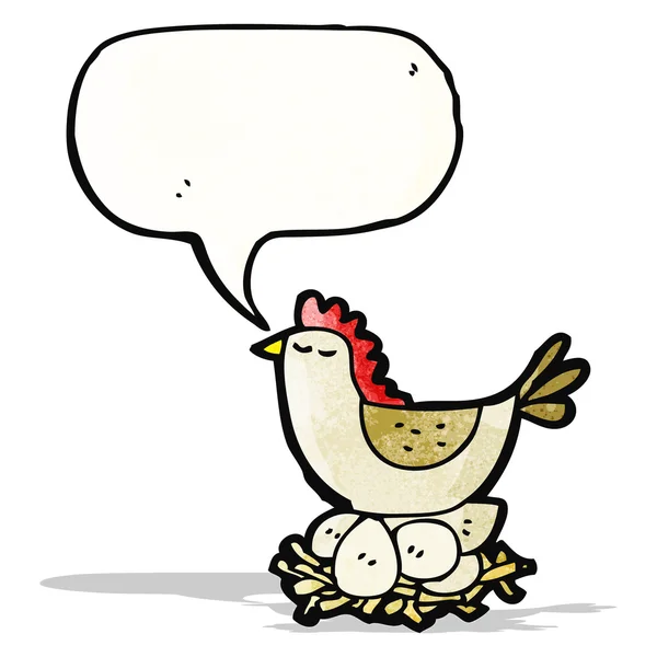 Cartoon chicken roosting on eggs — Stock Vector