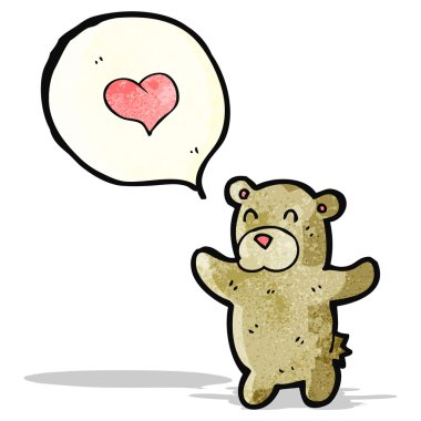 karikatür ayıcığı aşk dolu bir kalple