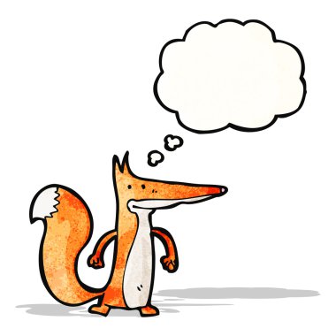 Düşünce baloncuklu çizgi film tilkisi