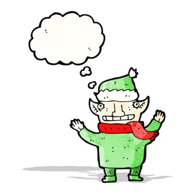 Düşünce baloncuklu çizgi film elfi