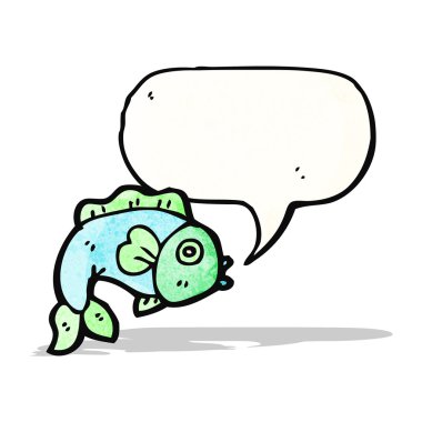 Konuşma baloncuklu çizgi film balığı