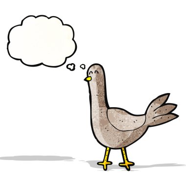 Düşünce baloncuklu çizgi film kuşu