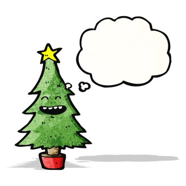 düşünce balonu ile karikatür Noel ağacı