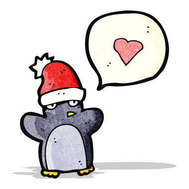 karikatür penguen Noel şapka