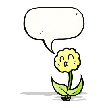 Konuşma baloncuklu karikatür çiçeği