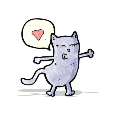 komik karikatür kedi aşk kalbi