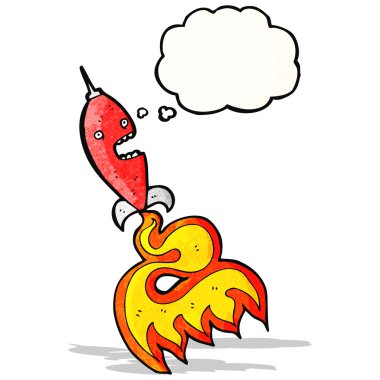 Düşünce baloncuklu çizgi film roketi